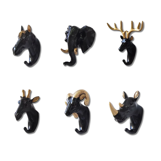 Patère murale animaux noire